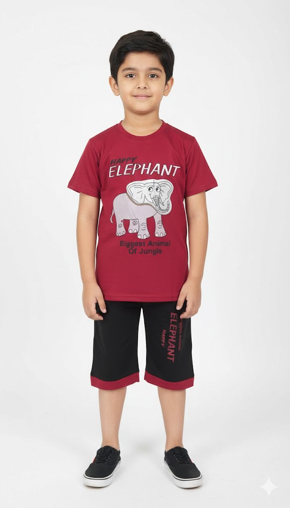 Elephant T-shirt with printed shorts
