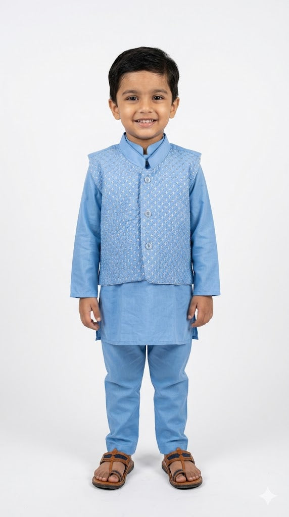 Sky blue Embroidered suit (3 piece)