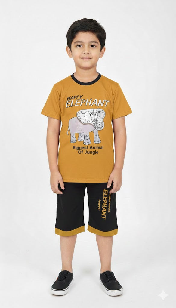 Elephant T-shirt with printed shorts